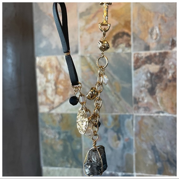 Mixed Charm Hematite Leather Necklace - Picture 9 of 11